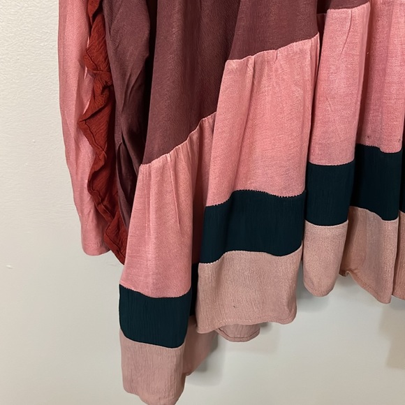 Anthropologie Meadow Rue Mina Top Ruffle Colorblock Shirt Blouse - Picture 4 of 6